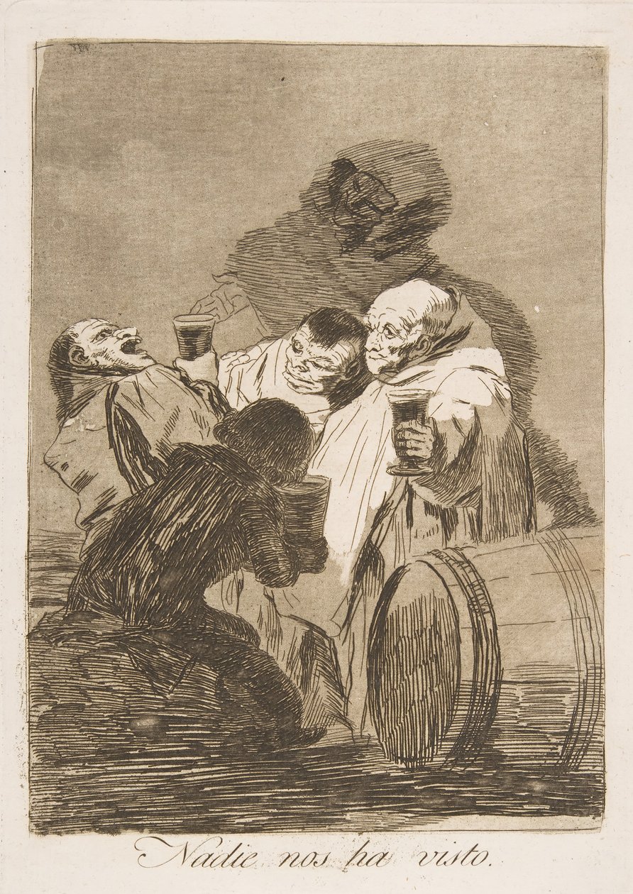 Deska 79 z Los Caprichos: Nikdo nás neviděl Nadie nos ha visto., 1799. od Francisco de Goya