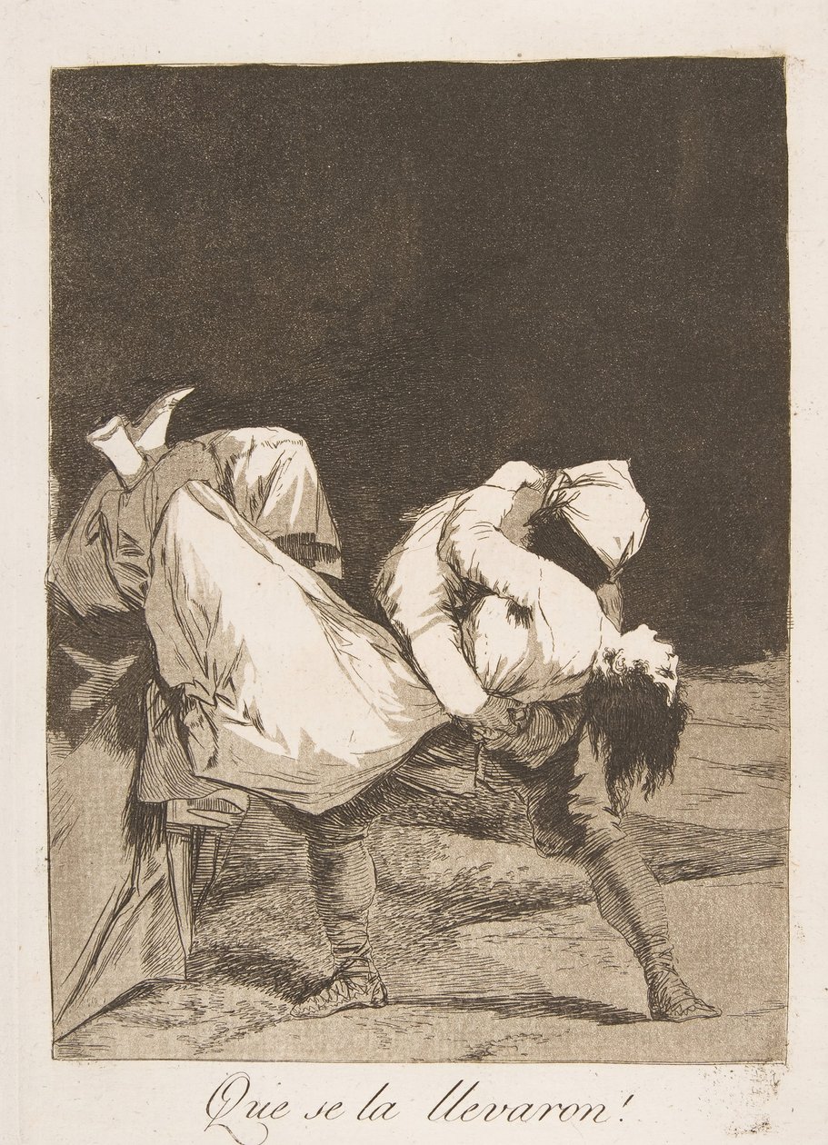 Talíř 8 z Los Caprichos: Odnesli ji! Vzali ji!, 1799. od Francisco de Goya