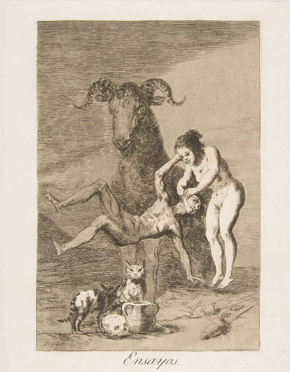 Deska 60 z Los Caprichos: Trials Essays., 1799. od Francisco de Goya