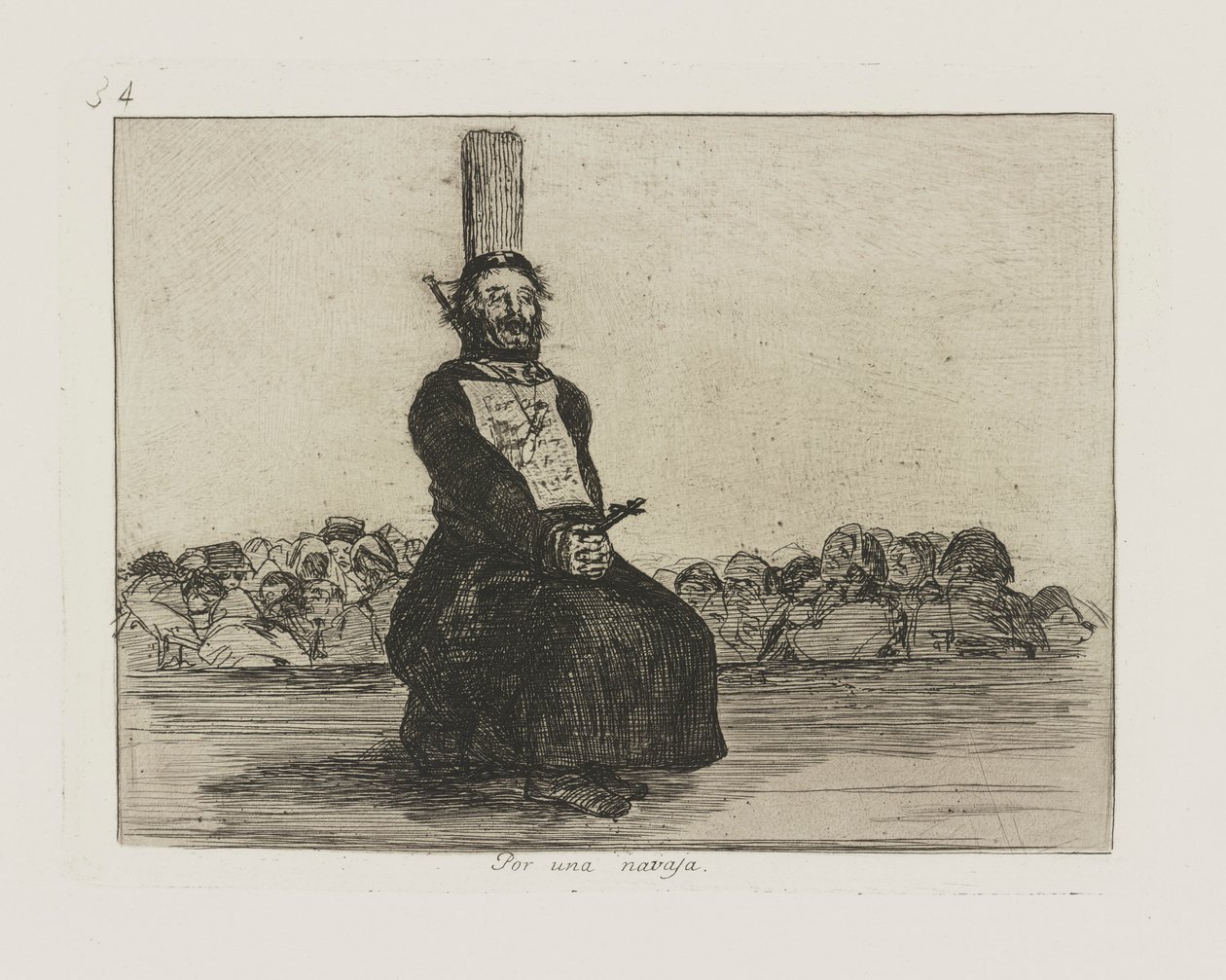 Břitvou. (Na účet nožem.), pl. 34 ze série The Disasters of War od Francisco de Goya