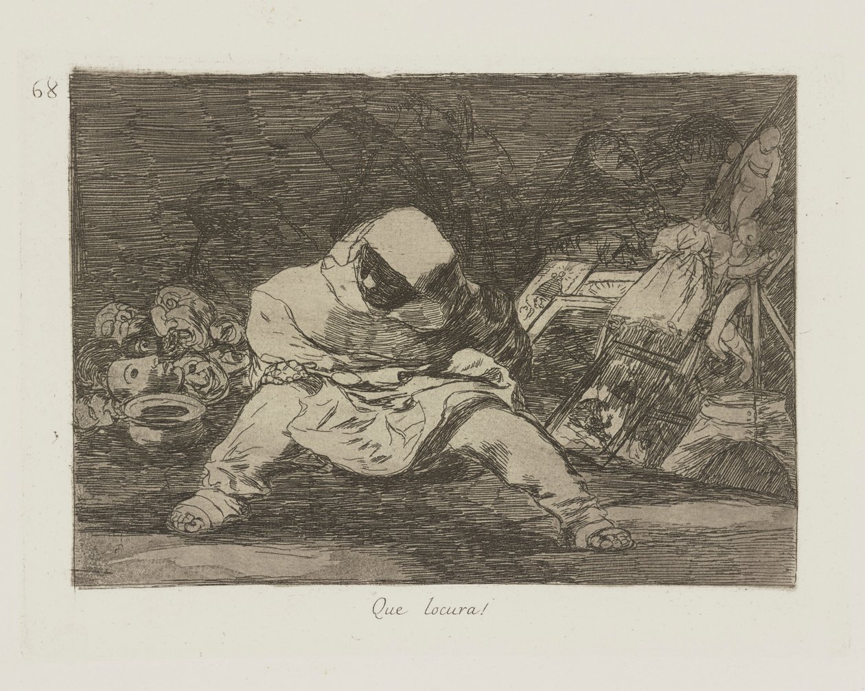 Jaké šílenství! (Jaké šílenství!), pl. 68 ze série The Disasters of War od Francisco de Goya