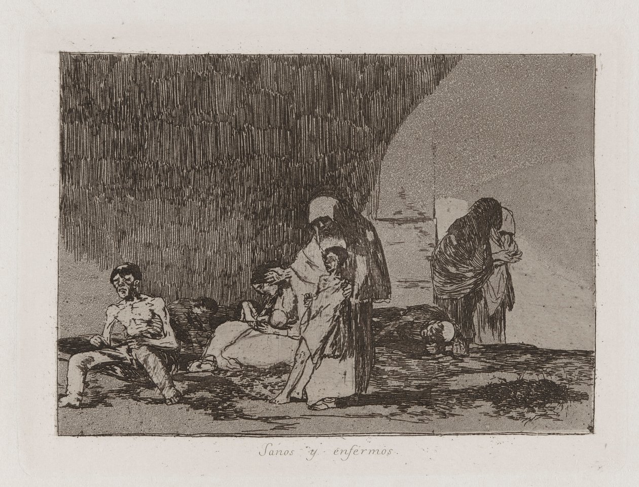 Zdraví a nemocní, deska 57 z The Disasters of War od Francisco de Goya