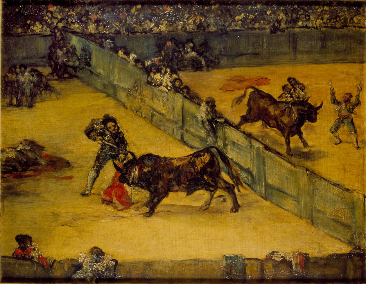 Scéna z býčího zápasu: Division de place, c19. století od Francisco de Goya