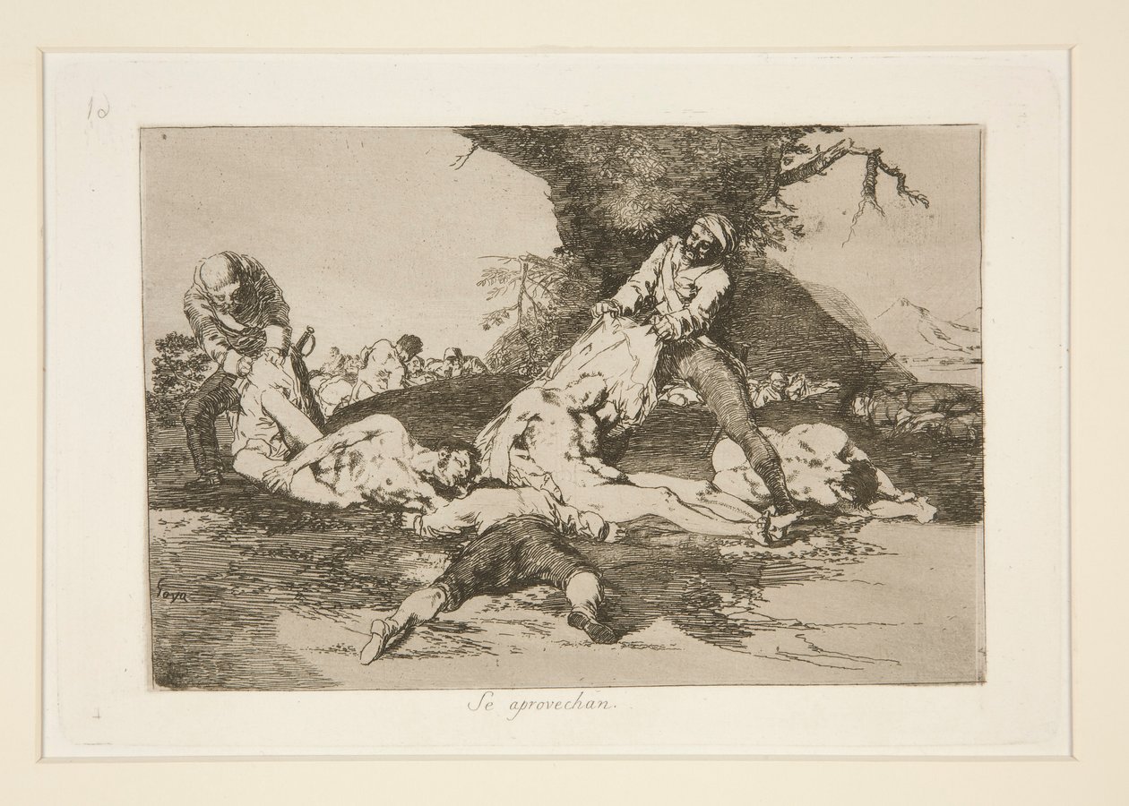 Oni využívají (They Make Use of The), pl. 16 z The Disasters of War od Francisco de Goya
