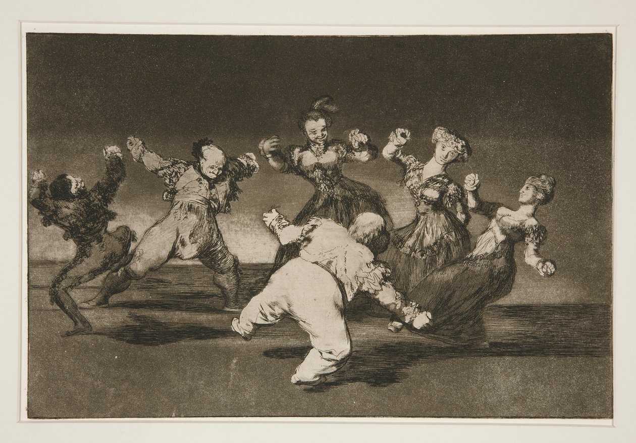 Si Marina Bay? [sic], tome lo que hall? (If Marion Will Dance, then She Mus To Take the Consequences), pl. 12 ze série Los proverbios od Francisco de Goya