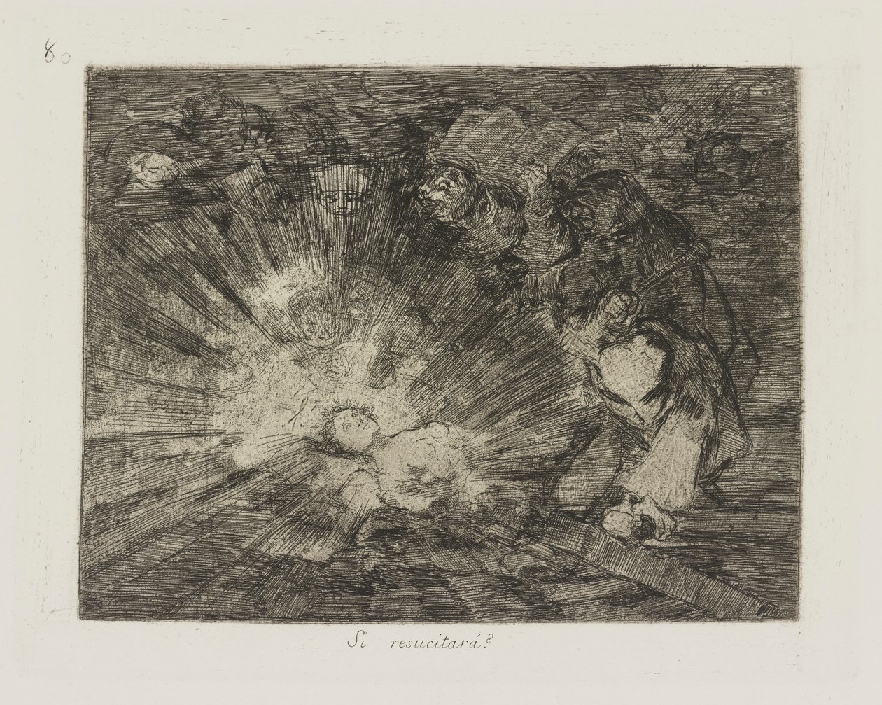 Si resucitar?? (Will She Rise Again?), pl. 80 ze série Los desastres de la guerra (The Disasters of War) od Francisco de Goya