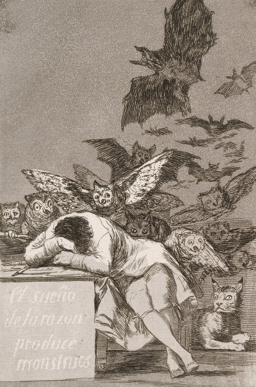 Spánek rozumu vytváří příšery (č. 43) z Los Caprichos od Francisco de Goya