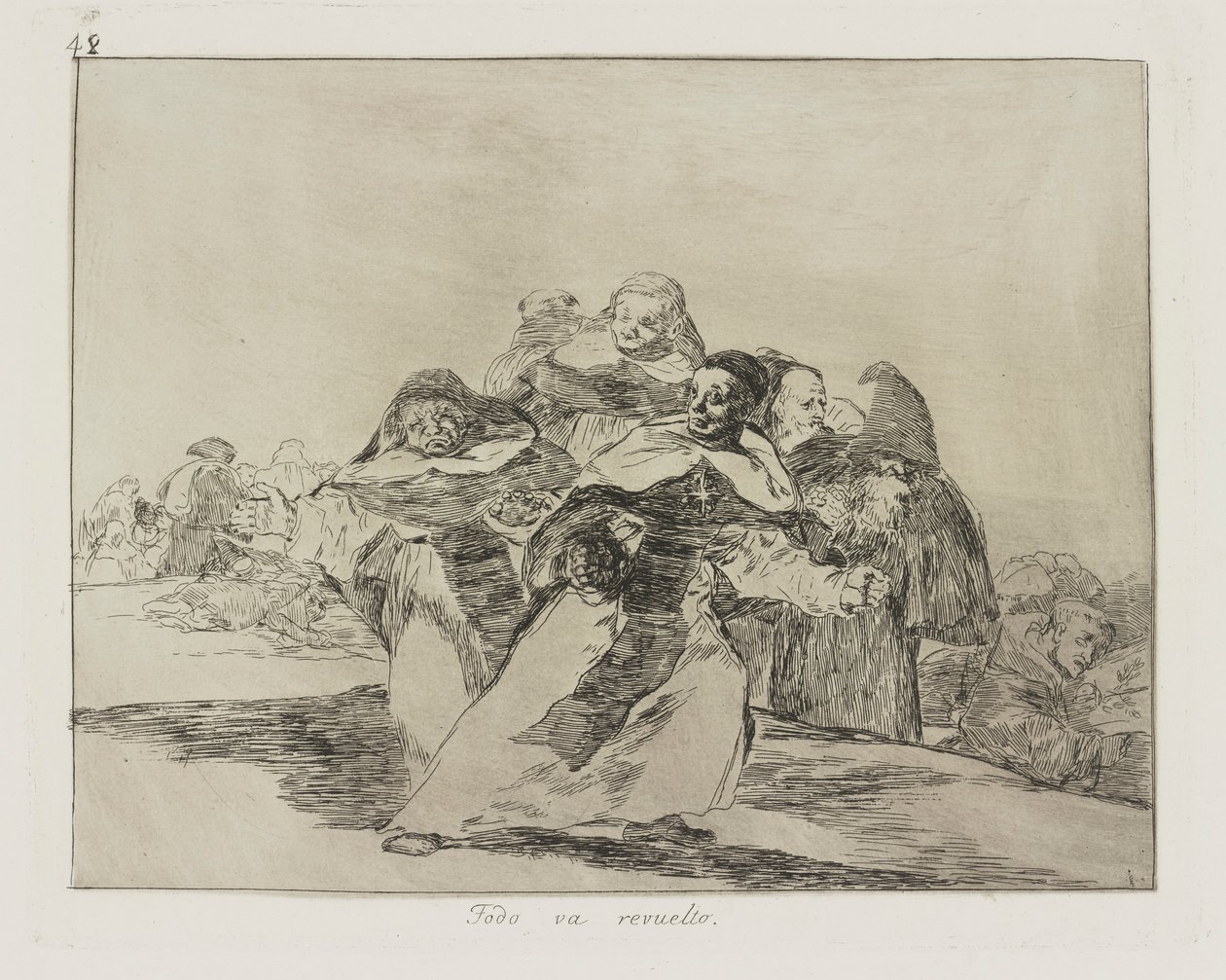 Všechno je smíšené. (Všechno je Topsy-Turvy.), pl. 42 ze série The Disasters of War od Francisco de Goya