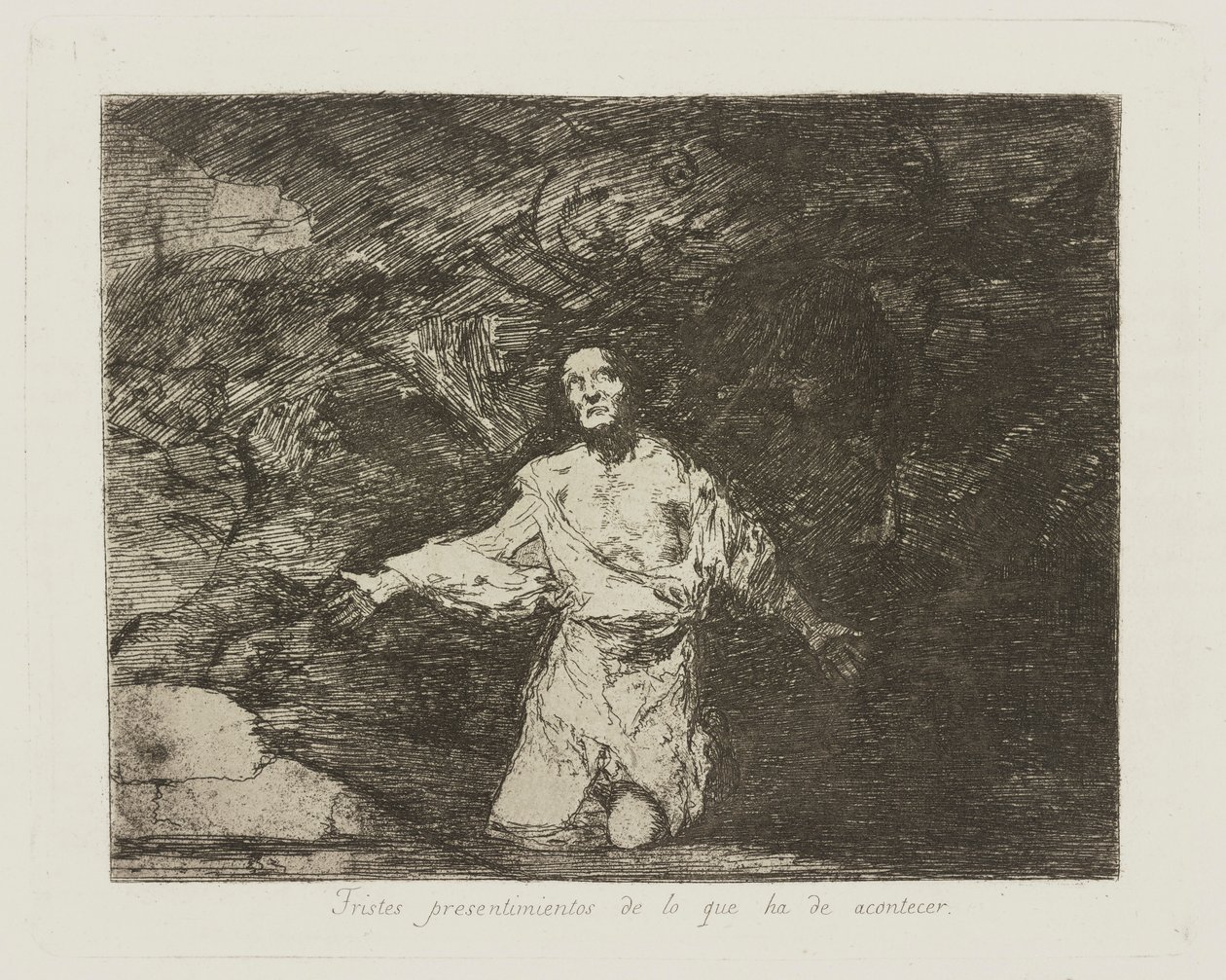 Smutné předtuchy toho, co přijde. (Smutné předtuchy toho, co se stane.), pl. 1 ze série The Disasters of War od Francisco de Goya