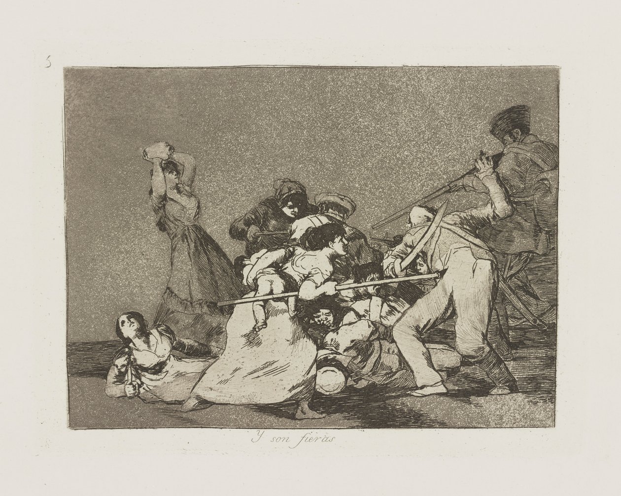 Y syn fieras. (A jsou jako divoké pustiny.), pl. 5 ze série Los desastres de la guerra (The Disasters of War) od Francisco de Goya