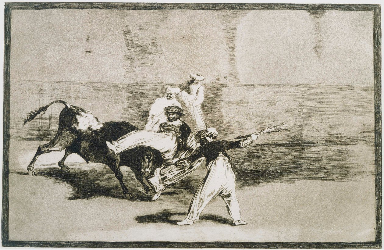 Moor chycený býkem ... z La Tauromaquia od Francisco de Goya