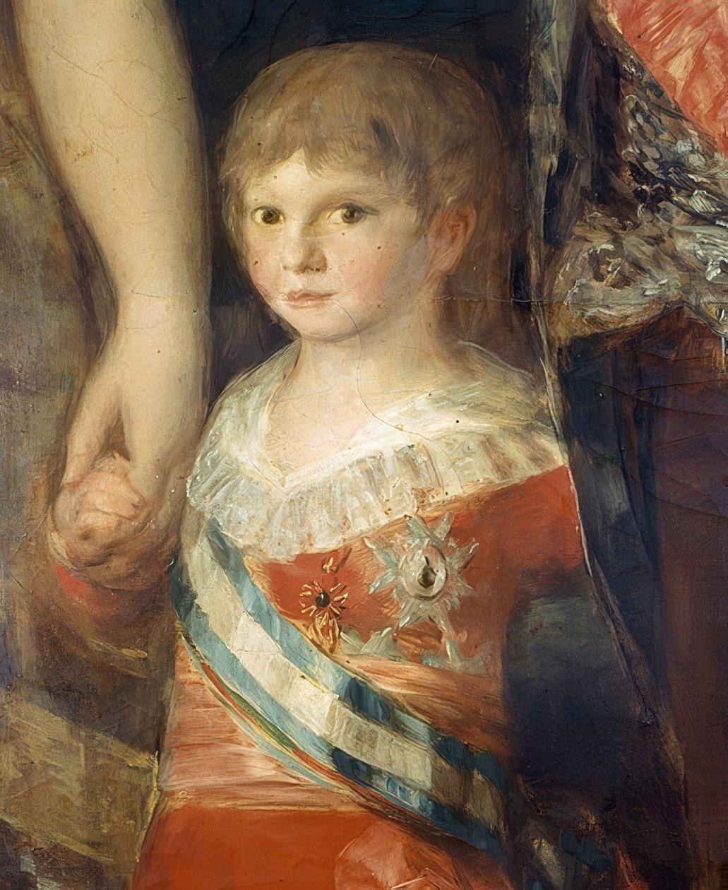Rodina španělského Karla IV. 1800/01. Detail: Nemluvně Francisco de Paula Antonio od Francisco de Goya