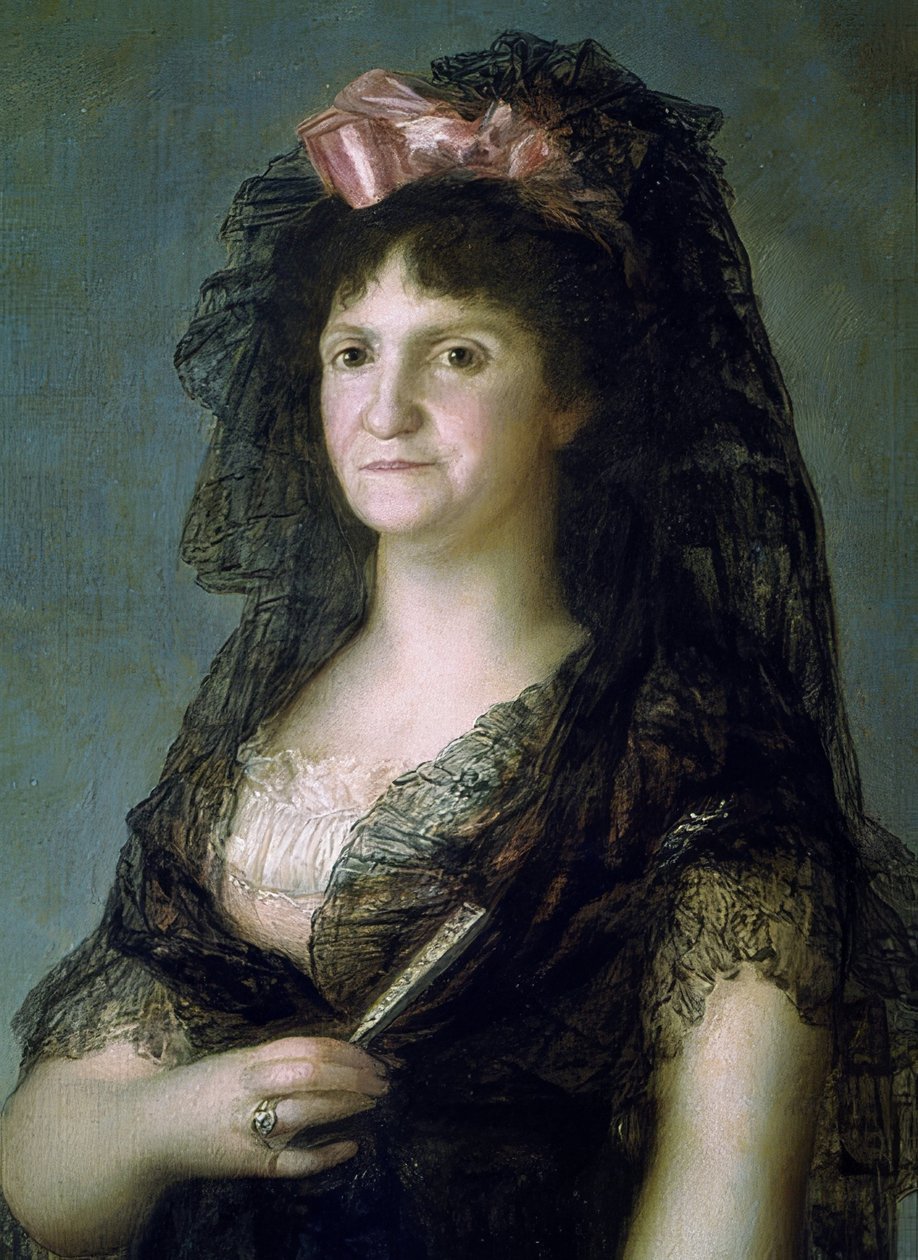 Portrét Marie Lusie s mantilou. 1799. Detail od Francisco de Goya