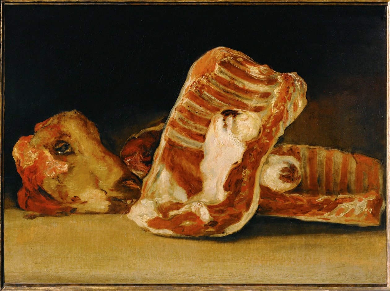 Nature Morte a la tete de mouton - Zátiší s ovčí hlavou ... od Francisco Jose de (circle of) Goya y Lucientes