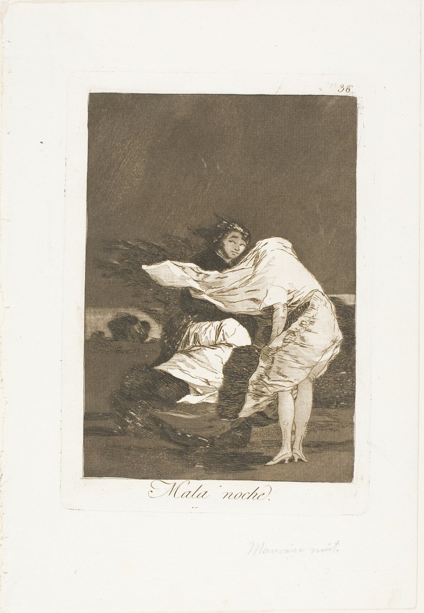 A Bad Night, deska 36 z Los Caprichos od Francisco Jose de Goya y Lucientes