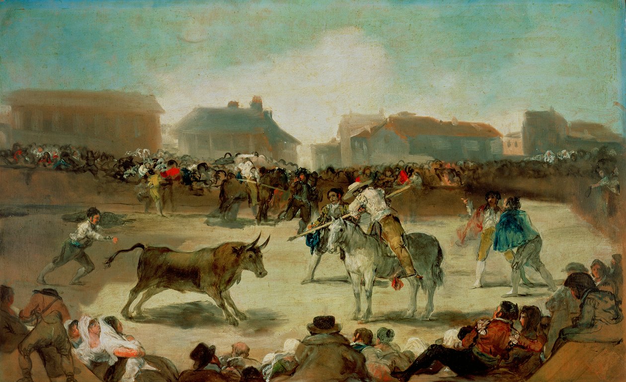 A Village Bullfight - Goya, Francisco, de (1746-1828) - 1812-1814 - Olej na dřevě - 45x72 - Real Academia de Bellas Artes de San Fernando, Madrid ©FineArtImages/Leemage od Francisco Jose de Goya y Lucientes