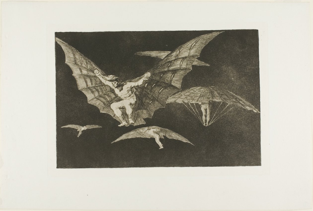 A Way of Flying, od Disparates, publikované jako deska 13 v Los Proverbios (Přísloví) od Francisco Jose de Goya y Lucientes