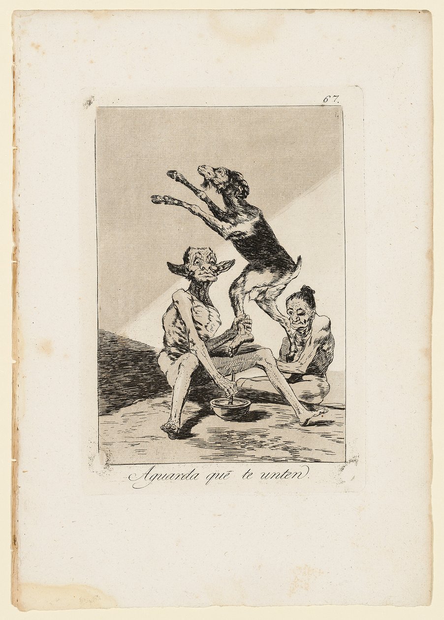 Počkej, až tě pomažou, talíř z "Los Caprichos", 1799 od Francisco de Goya
