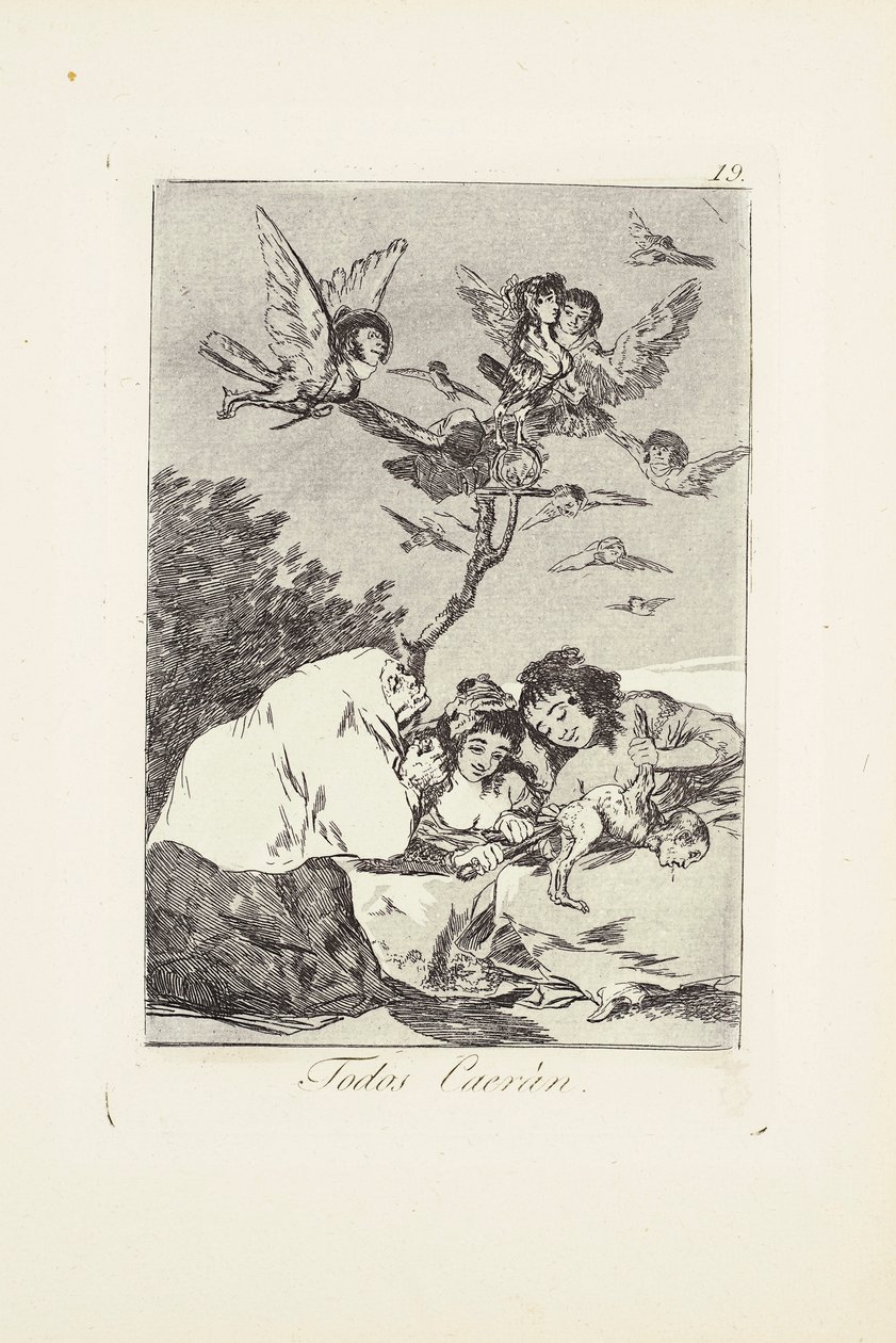 Vše padne (Todos Caeràn) Deska 19 z: Los Caprichos od Francisco Jose de Goya y Lucientes
