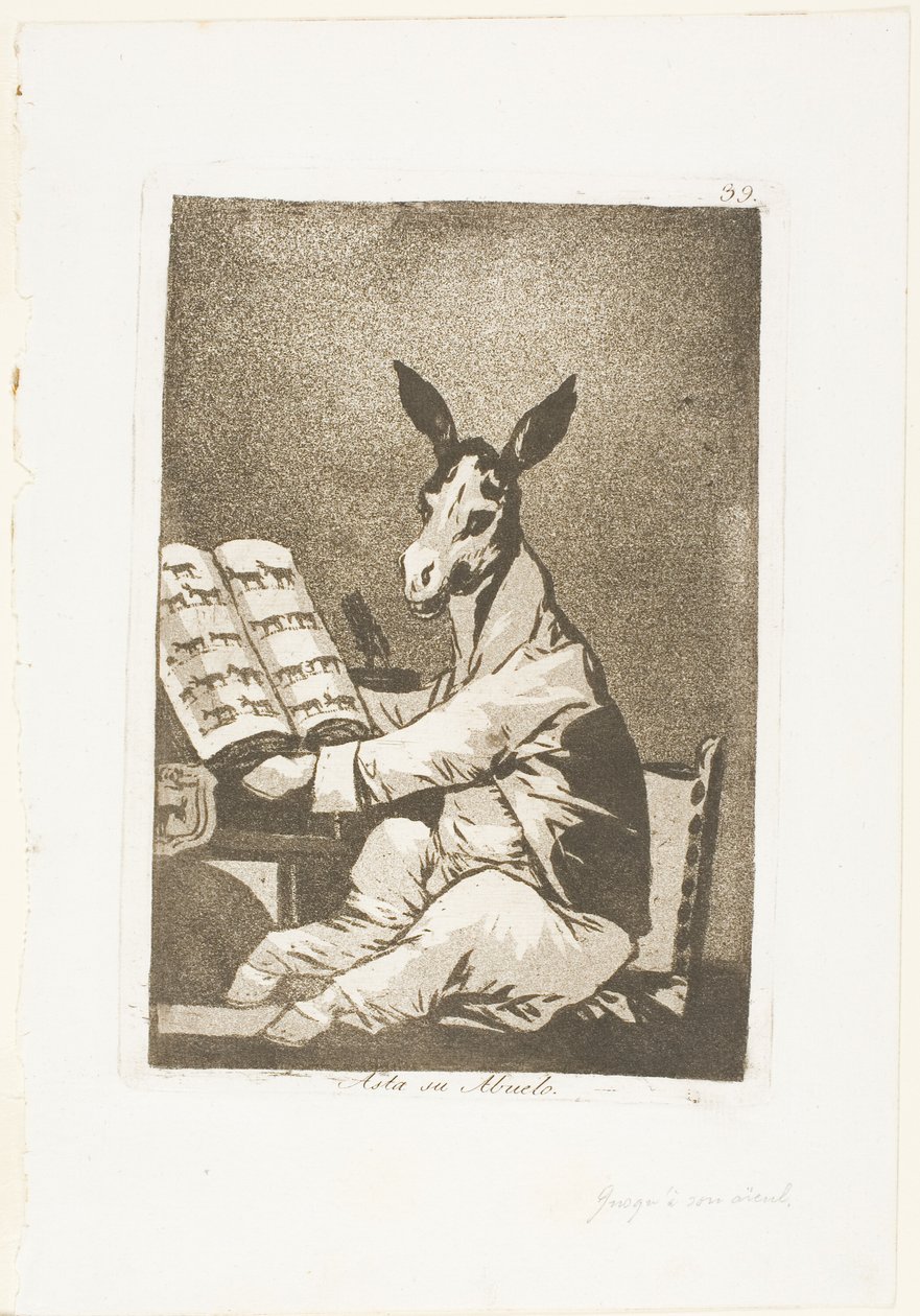 A tak byl jeho dědeček, deska 39 z Los Caprichos od Francisco Jose de Goya y Lucientes
