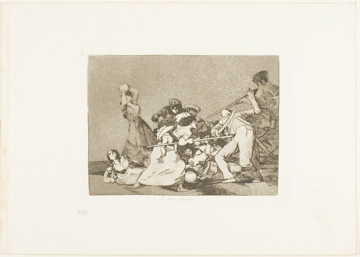 A jsou jako divoká zvířata, deska pět z The Disasters of War od Francisco Jose de Goya y Lucientes
