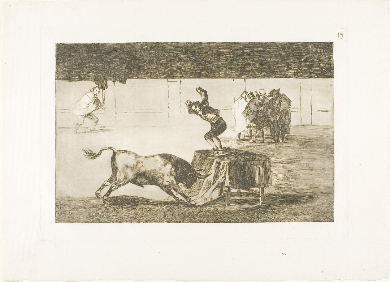 Další jeho šílenství ve stejném ringu, deska 19 z The Art of Bullfighting od Francisco Jose de Goya y Lucientes
