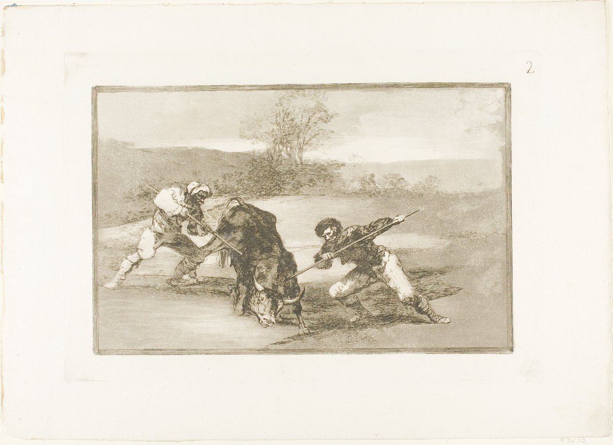 Další způsob lovu pěšky, deska dva z The Art of Bullfighting od Francisco Jose de Goya y Lucientes