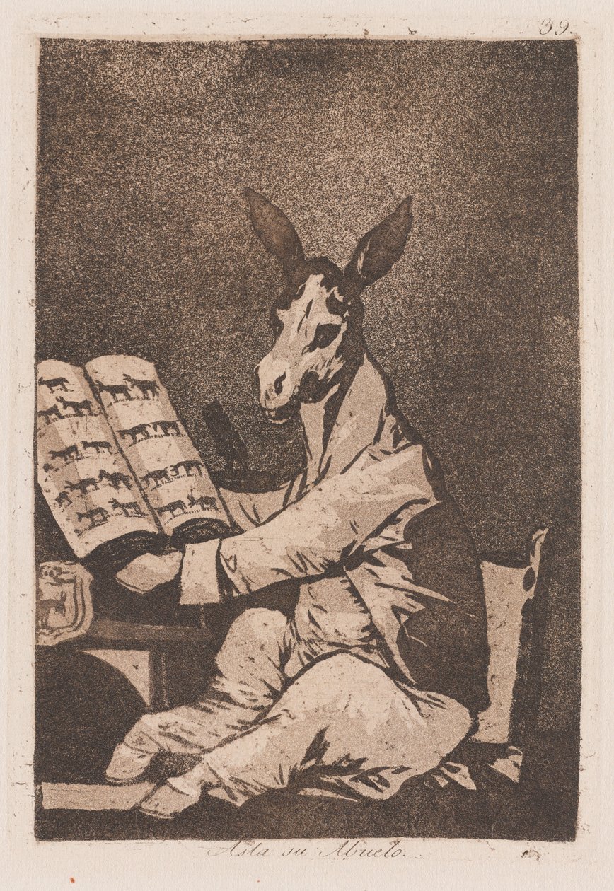 As Far As His Grandfather, pozdní 18.-brzy 19. století (tisk) od Francisco de Goya
