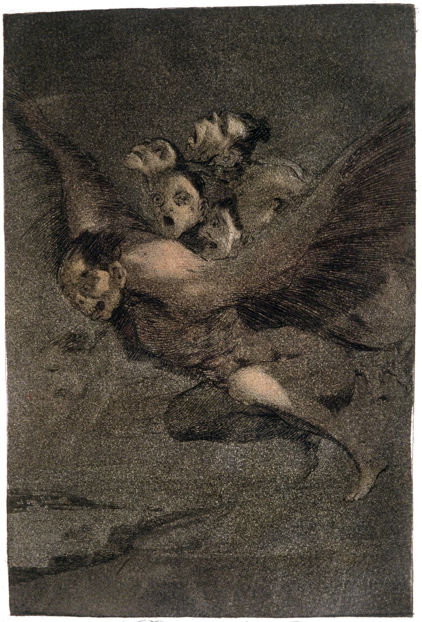 Buen Viage (Bezpečná cesta). Wing Monsters. c.1802 (rytina) od Francisco Jose de Goya y Lucientes