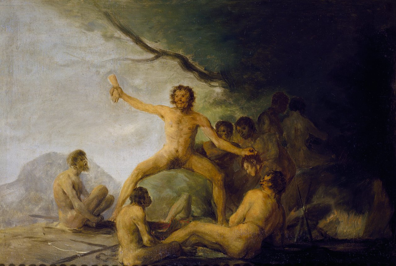 Kanibalové si pochutnávají na lidských ostatcích, asi 1800-08 (olej na desce) od Francisco Jose de Goya y Lucientes