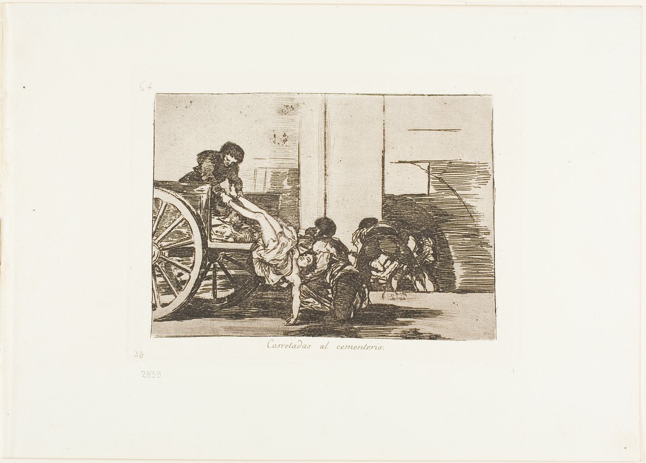 Nákladní vozy na hřbitov, deska 64 z The Disasters of War od Francisco Jose de Goya y Lucientes