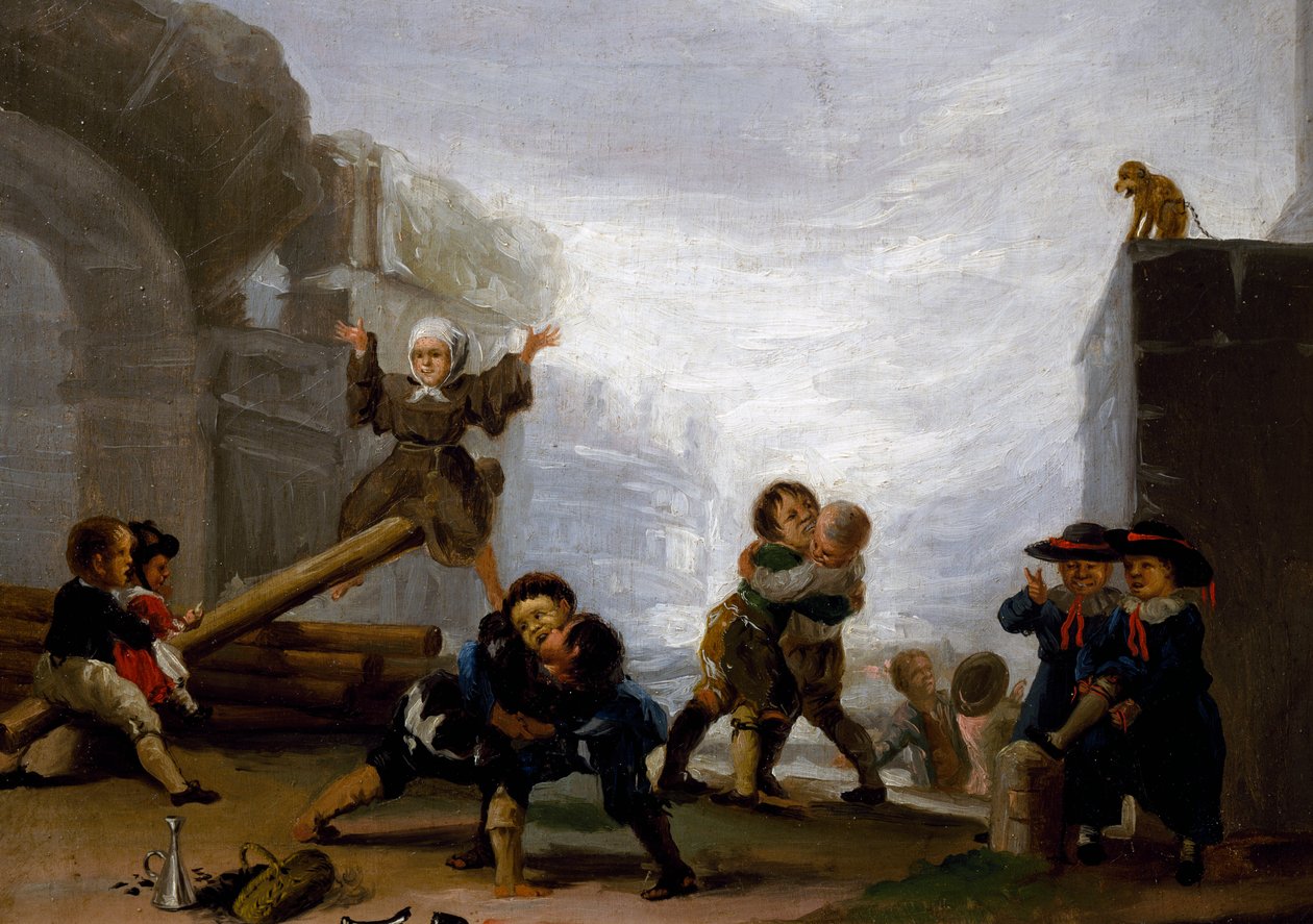 Děti bojují a hrají si na houpačce od Francisco Jose de Goya y Lucientes
