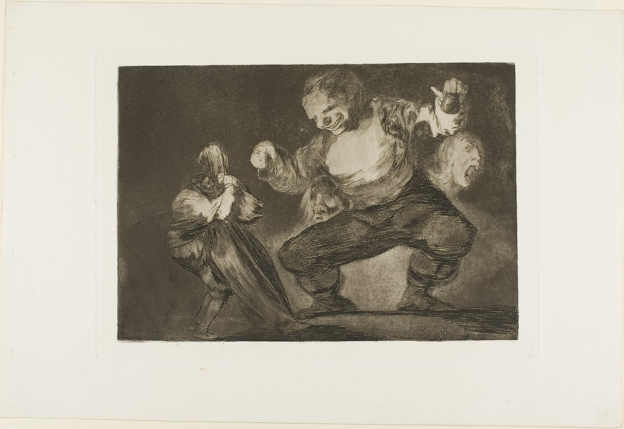 Dancing Giant, od Disparates, vydaný jako deska 4 v Los Proverbios od Francisco Jose de Goya y Lucientes