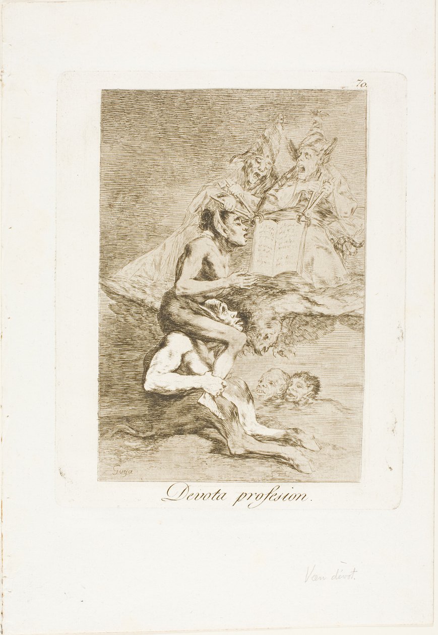 Zbožné povolání, talíř 70 z Los Caprichos od Francisco Jose de Goya y Lucientes
