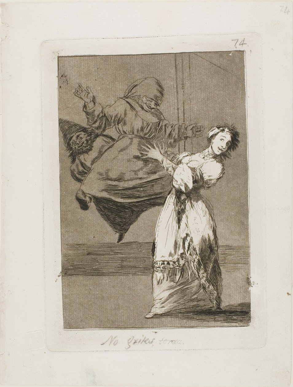Nekřič, hlupáku, talíř 74 od Los Caprichos od Francisco Jose de Goya y Lucientes