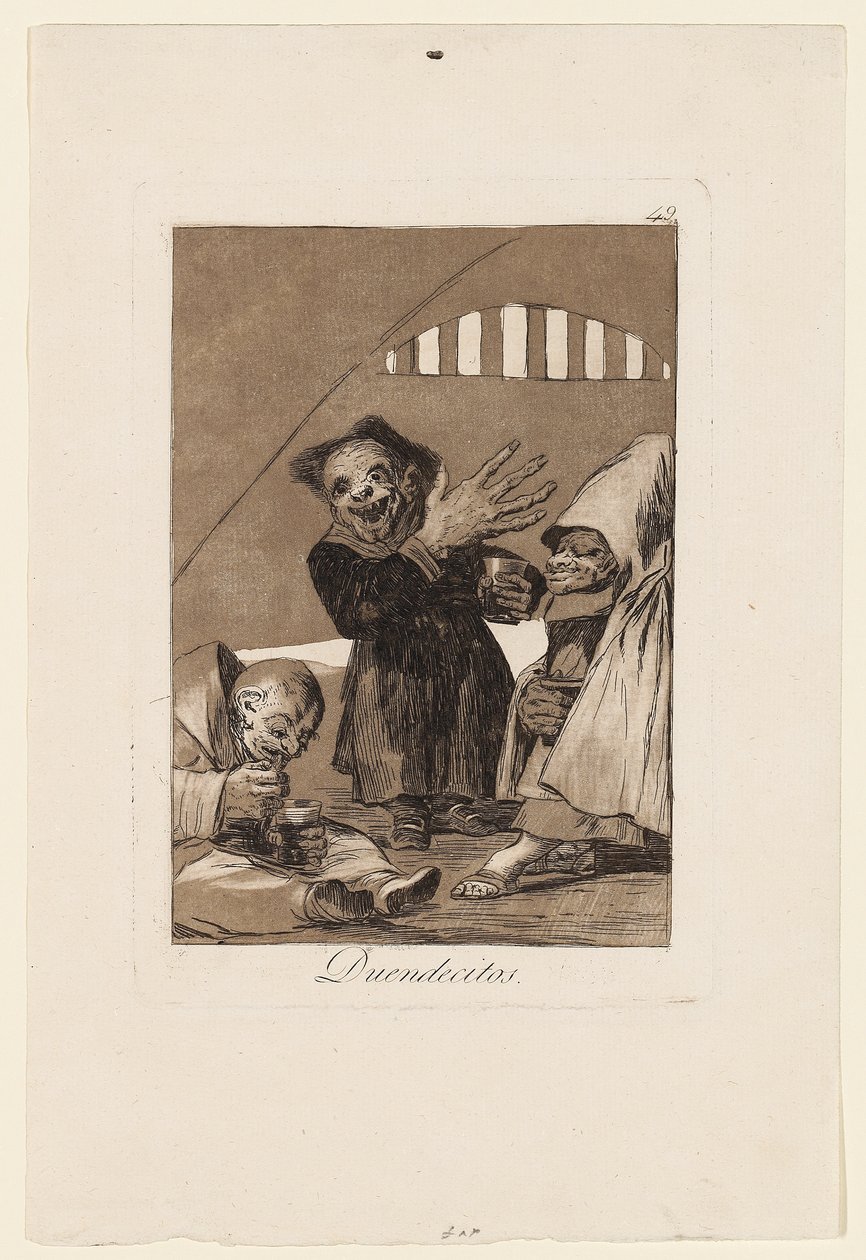 Duendecitos, deska z "Los Caprichos", 1799 od Francisco de Goya