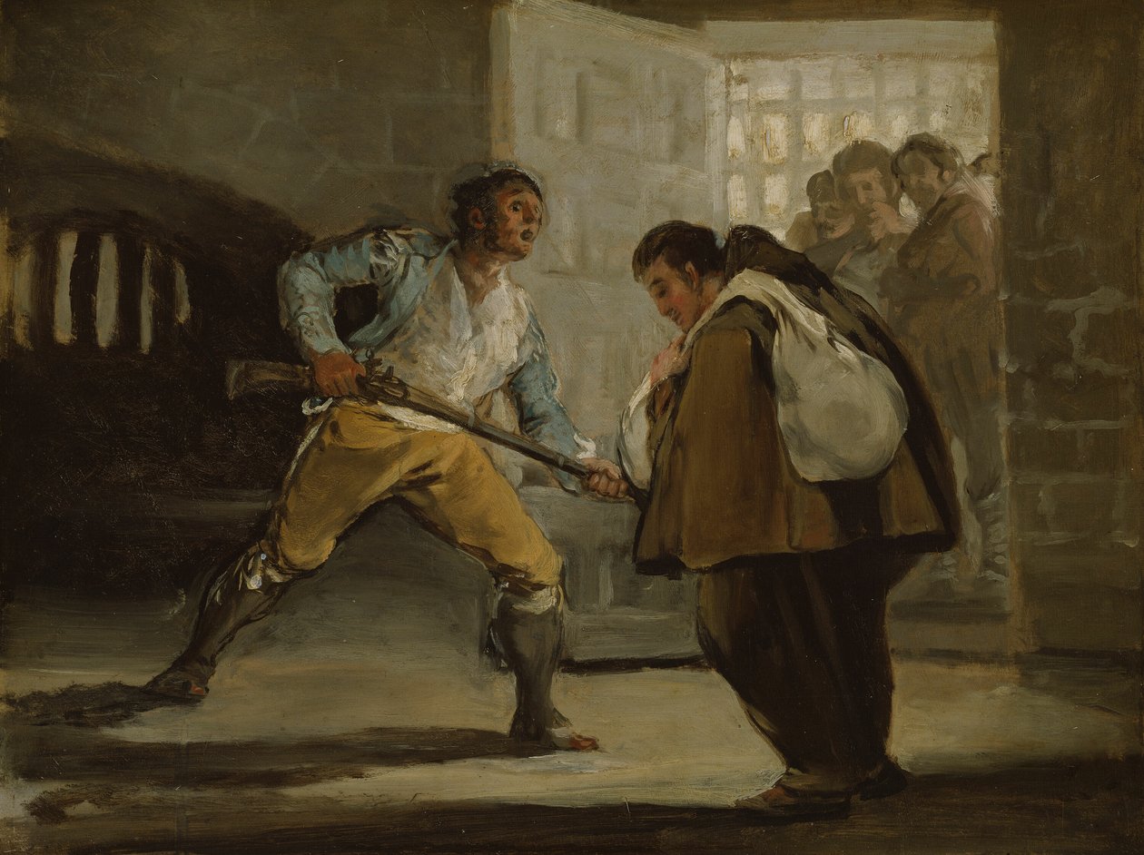 El Maragato ohrožuje mnicha Pedra de Zaldivia zbraní od Francisco Jose de Goya y Lucientes