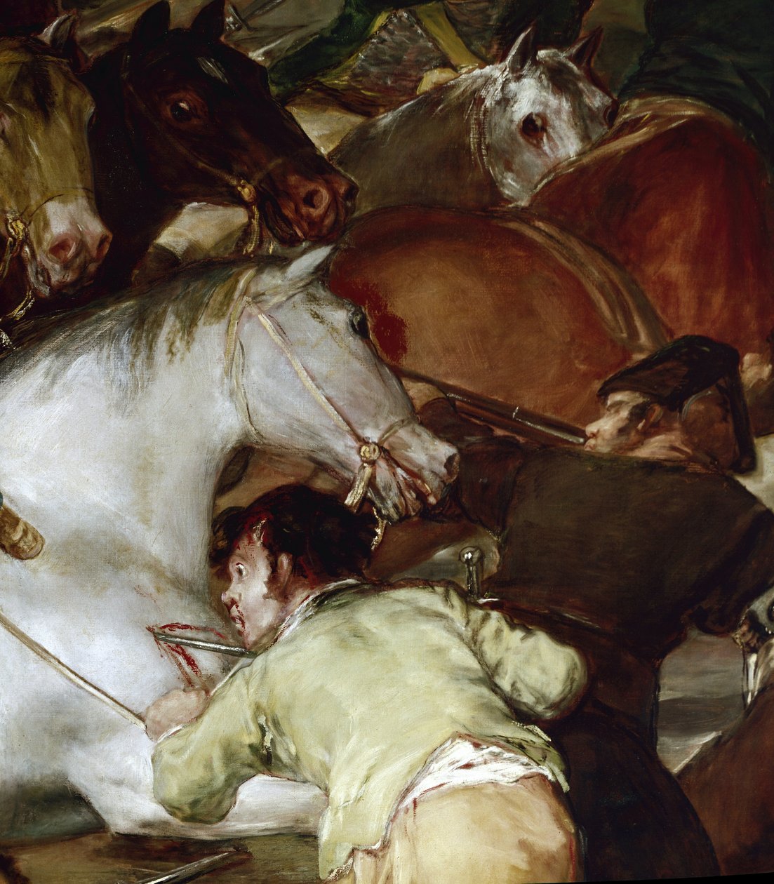 El dos de Mayo (2. května) aneb Obvinění mamlúků. Detail (olej na plátně od Francisco de Goya