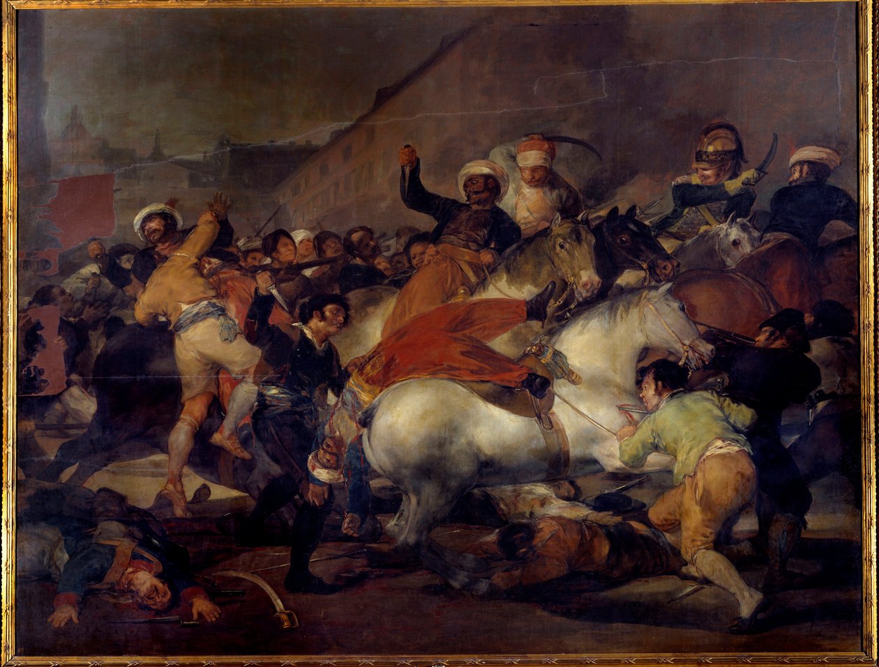 El dos de Mayo (2. května) nebo „“Obvinění mamlúků“”: povstání proti Josephu Bonapartovi (bratr Napoleona I.) v Madridu dne 2. 5. 1. Obraz Francisco de Goya a Lucients (1746-1828). 1814. Ne. 2,66 x 3,45 m Madrid. Luční muzeum. od Francisco de Goya
