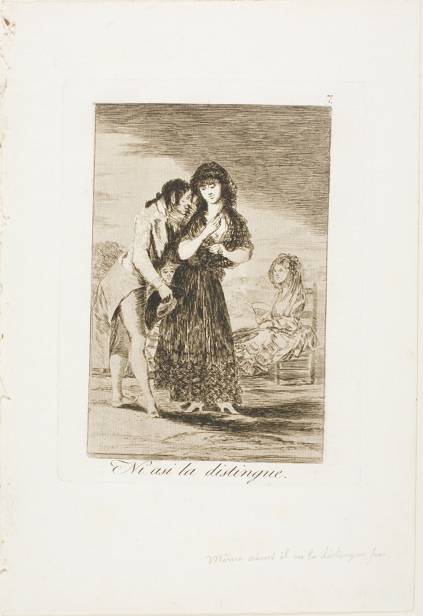 Even Then Cannot Make Her Out, deska sedm z Los Caprichos od Francisco Jose de Goya y Lucientes