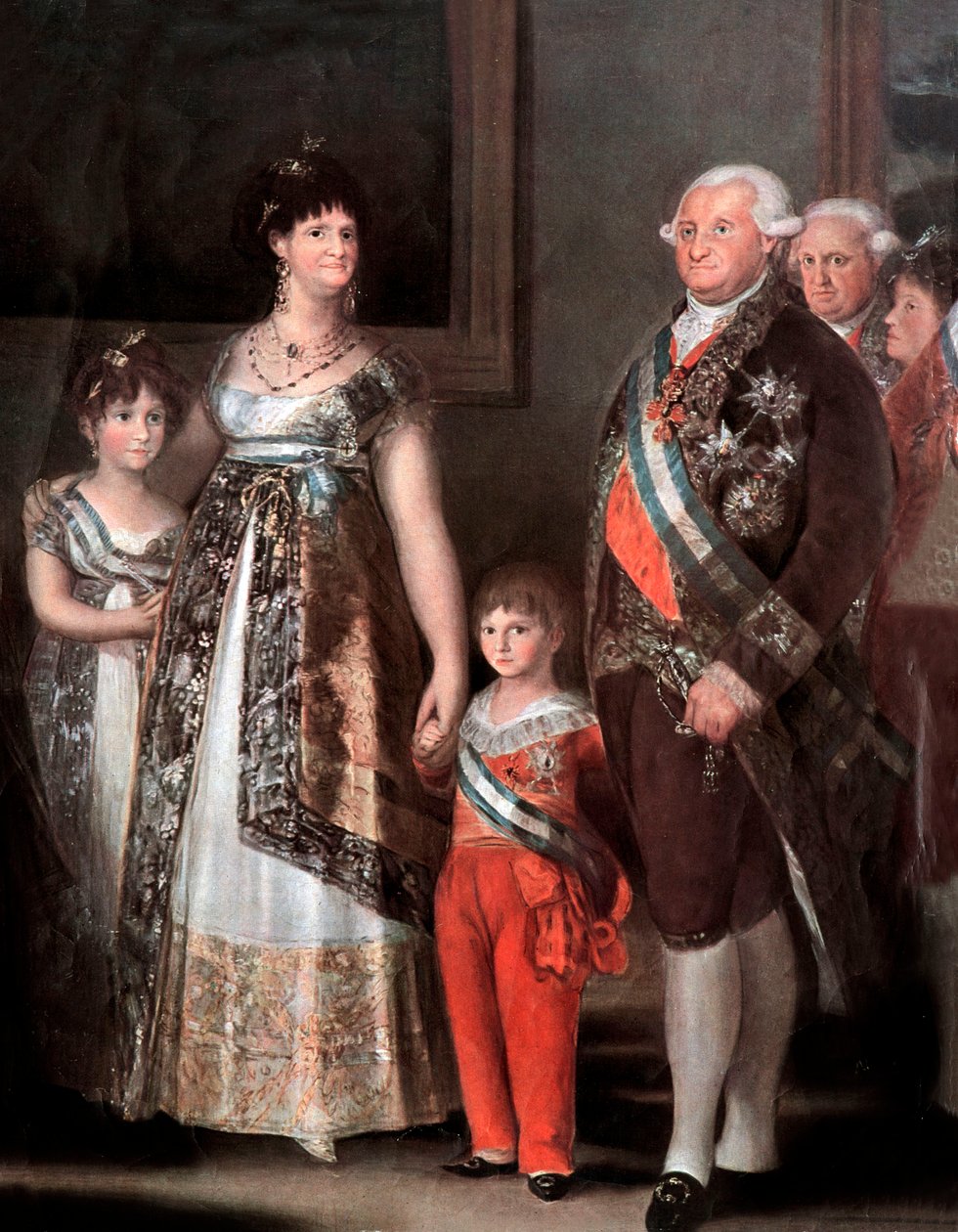 Rodina španělského krále Carlose IV, detail od Francisco Jose de Goya y Lucientes