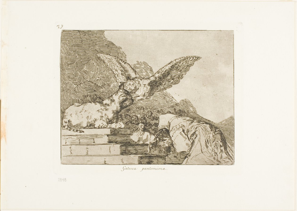 Kočičí pantomima, deska 73 z The Disasters of War od Francisco Jose de Goya y Lucientes
