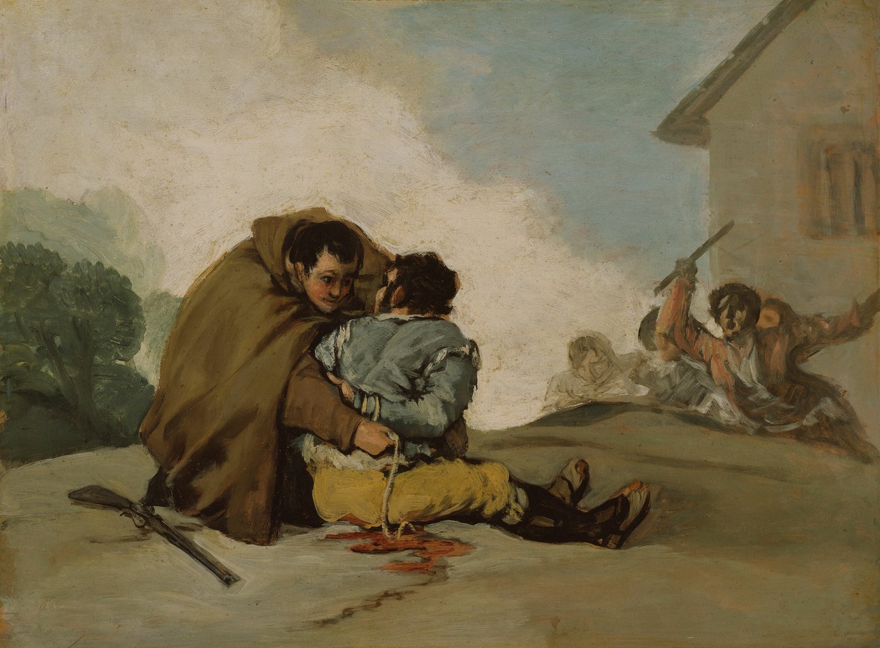 Mnich Pedro svazuje El Maragata provazem od Francisco Jose de Goya y Lucientes