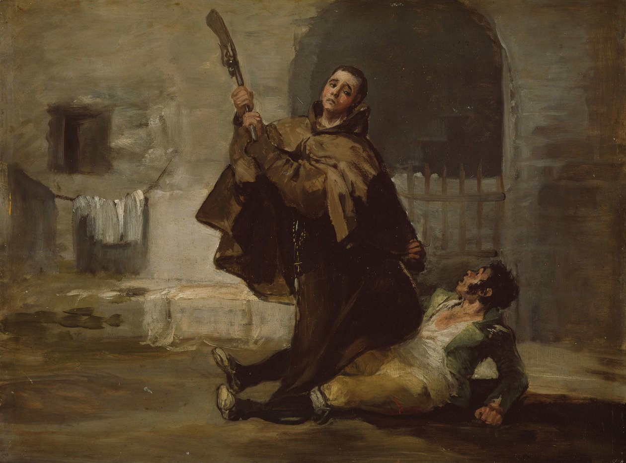 Mnich Pedro Clubs El Maragato s pažbou zbraně, asi 1806 (olej na desce) od Francisco Jose de Goya y Lucientes