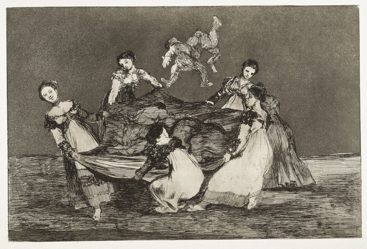 GOYA Y LUCIENES, Francisco de (1746-1828). Přísloví. Ženská hádanka. 1815-1824. (24,7 x 35,8 cm). Deska 1 "" Přísloví "". Romantismus. Rytina. ŠPANĚLSKO. MADRID (AUTONOMNÍ KOMUNITA). Madrid. Nadace Lazara Galdiana od Francisco Jose de Goya y Lucientes