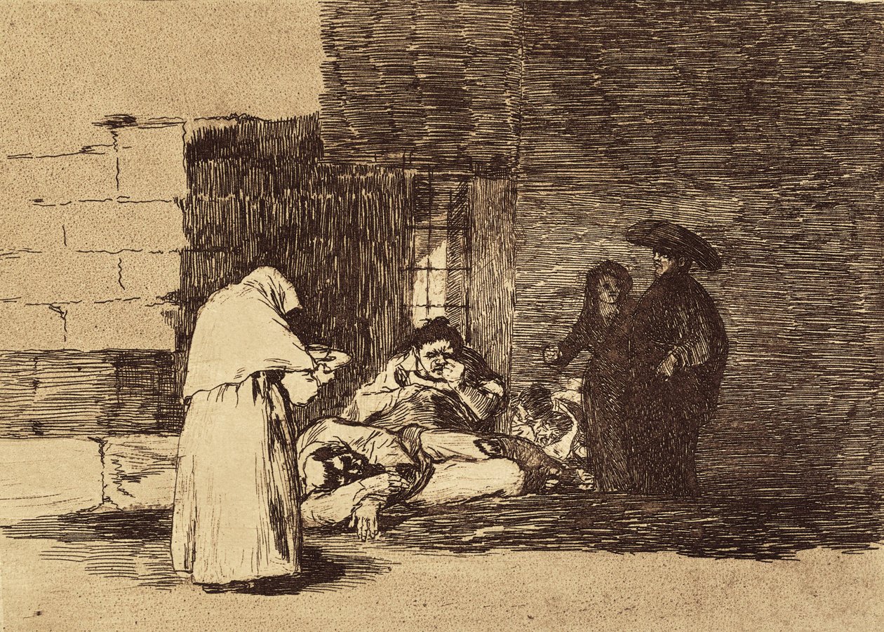 GOYA Y LUCIENTES, Francisco de (1746-1828). Ženská charita. 1810-1820. (15,5 x 20,6 cm). Deska 49 „The Disasters of War“. Leptání. ŠPANĚLSKO. MADRID (AUTONOMNÍ KOMUNITA). Madrid. Národní knihovna od Francisco Jose de Goya y Lucientes