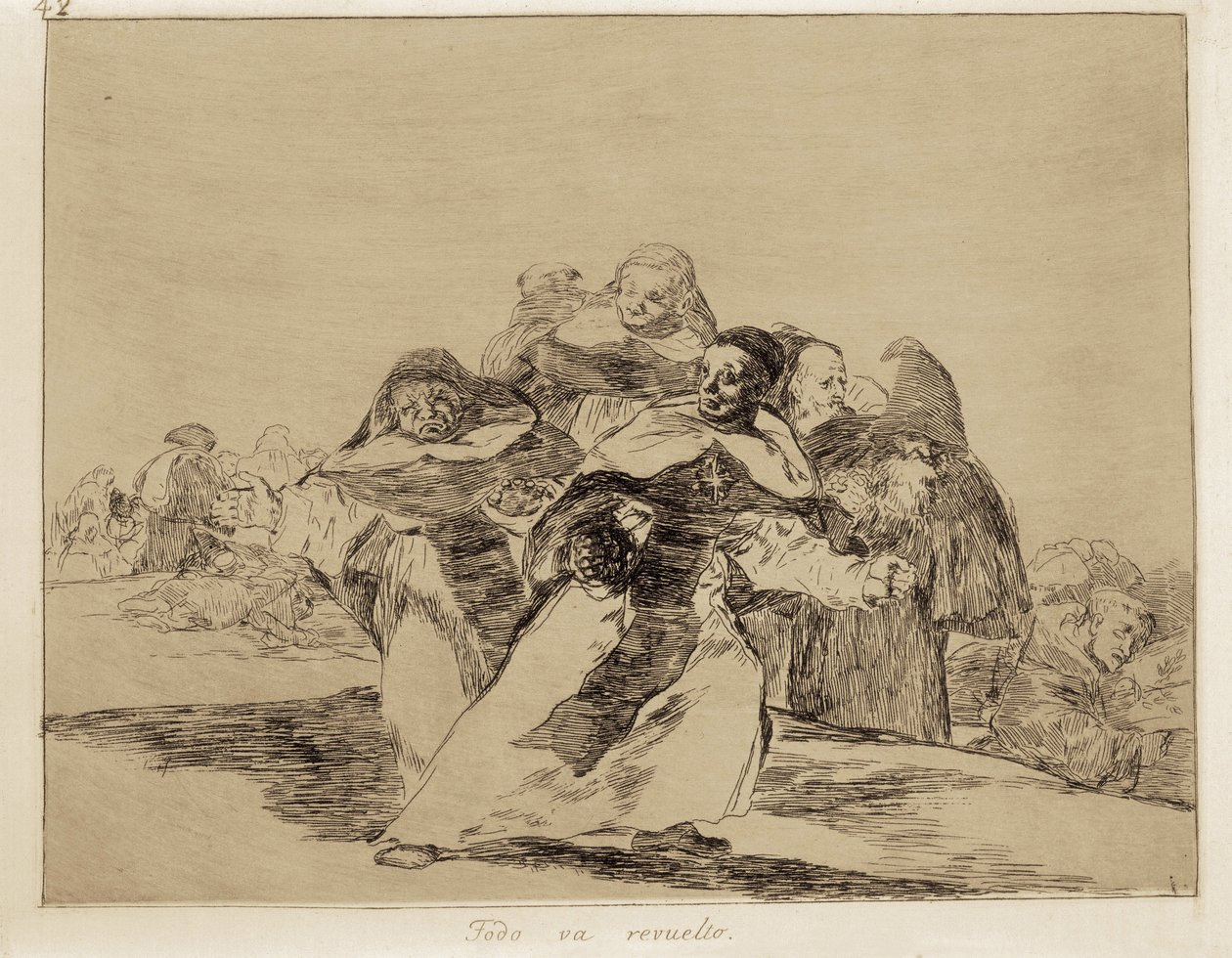 GOYA Y LUCIENTES, Francisco de (1746-1828). Všechno je nahnuté. 1810-1820. (17,6 x 22,2 cm). Deska 42 „The Disasters of War“. Leptání. ŠPANĚLSKO. MADRID (AUTONOMNÍ KOMUNITA). Madrid. Muzeum Prado od Francisco Jose de Goya y Lucientes