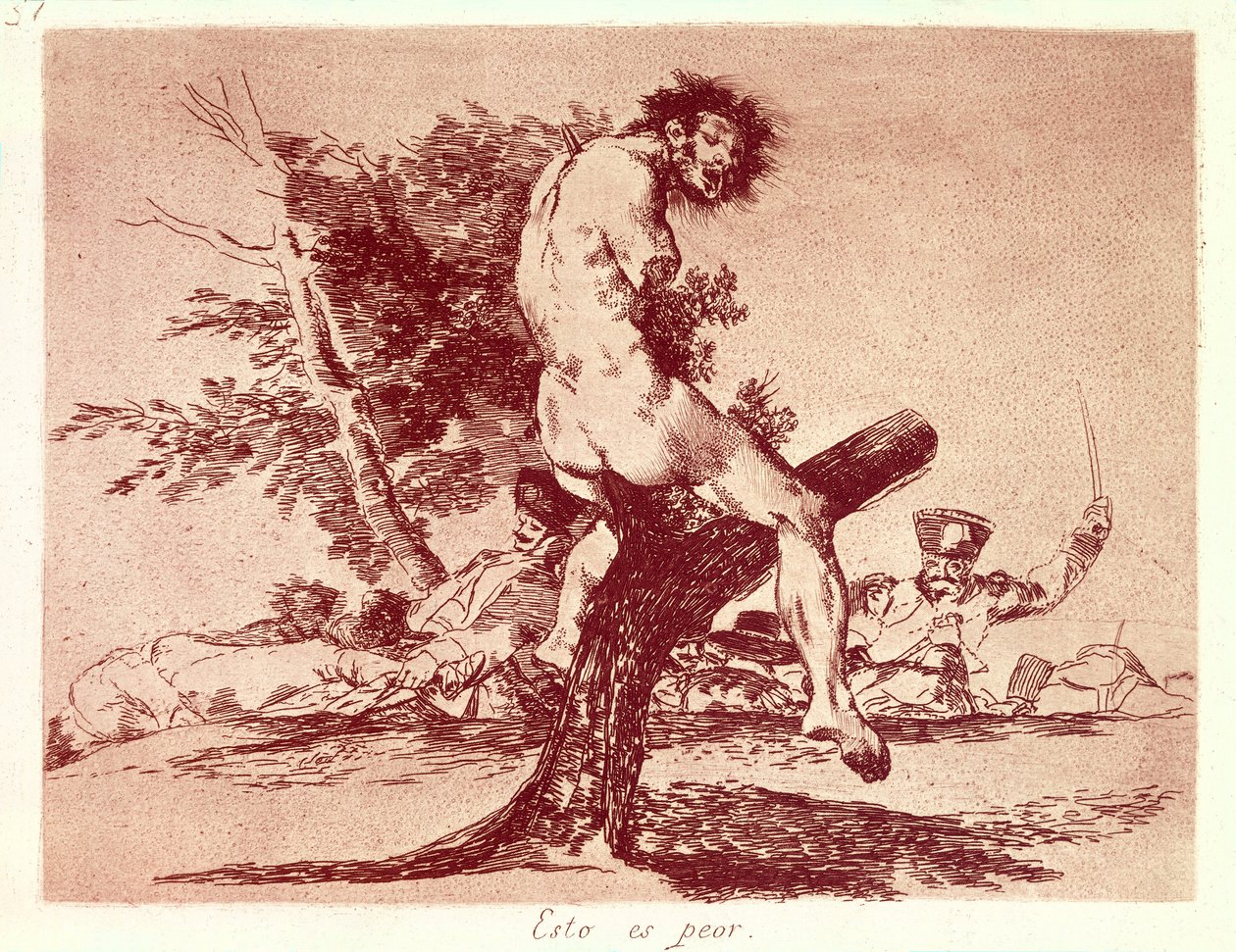 GOYA Y LUCIENTES, Francisco de (1746-1828). Válečné katastrofy. Tohle je horší. 1810-1820. Leptání. ŠPANĚLSKO. MADRID (AUTONOMNÍ KOMUNITA). Madrid. Národní knihovna od Francisco Jose de Goya y Lucientes