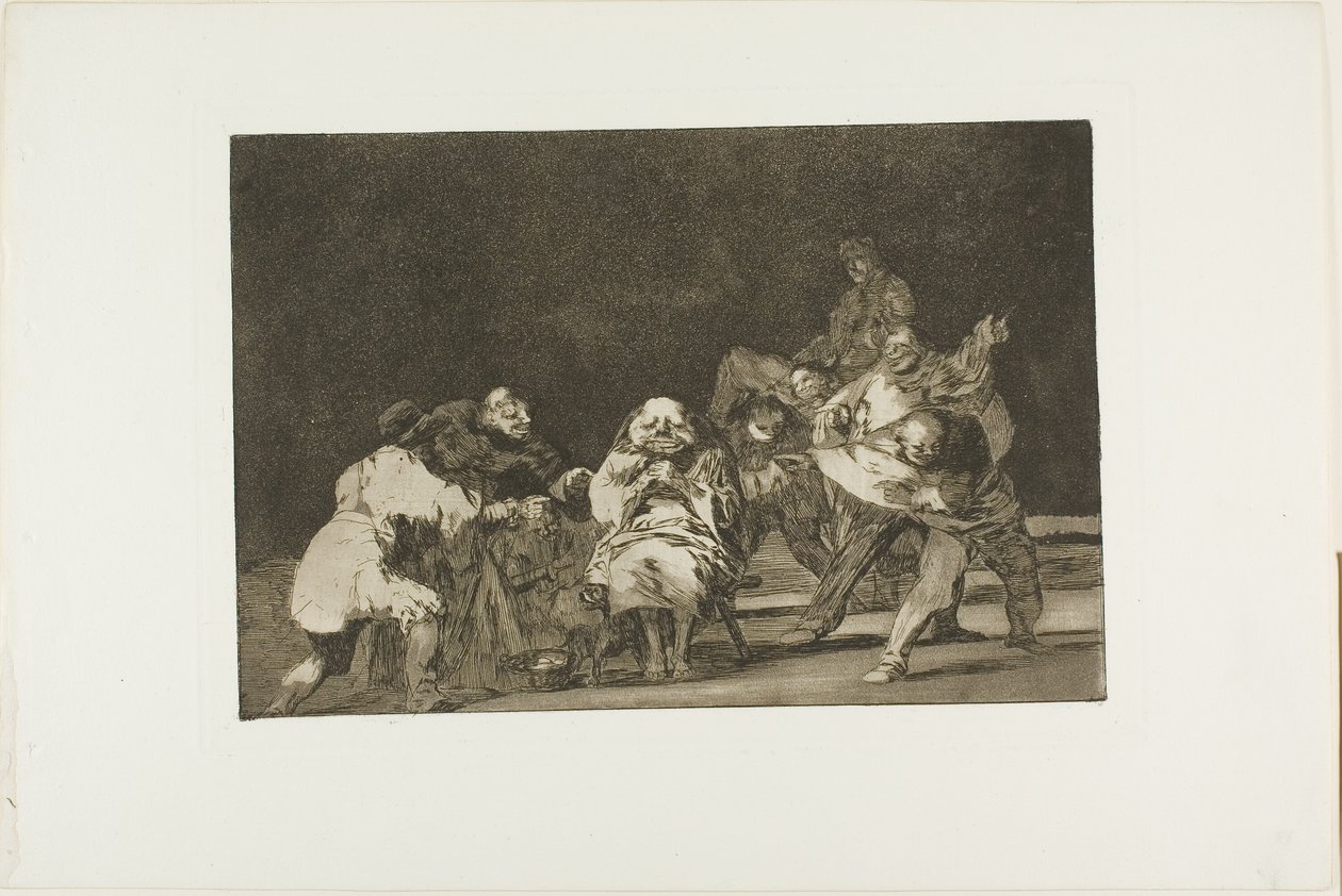 Kdo tě nemá rád, bude tě v žertu očerňovat, deska 17 z Los Proverbios od Francisco Jose de Goya y Lucientes