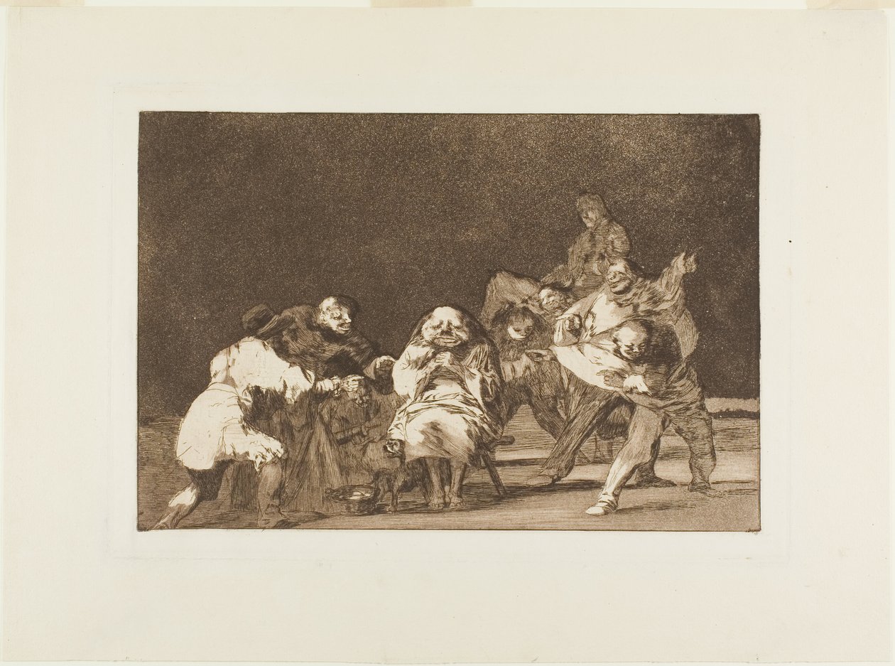 Kdo tě nemá rád, bude tě v žertu očerňovat, deska 17 z Los Proverbios od Francisco Jose de Goya y Lucientes